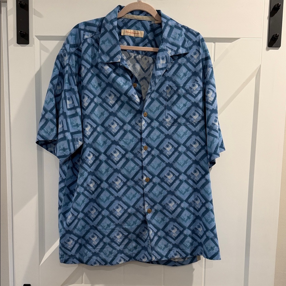 Tommy Bahama Blue Geometric Short-Sleeve Men’s Shirt